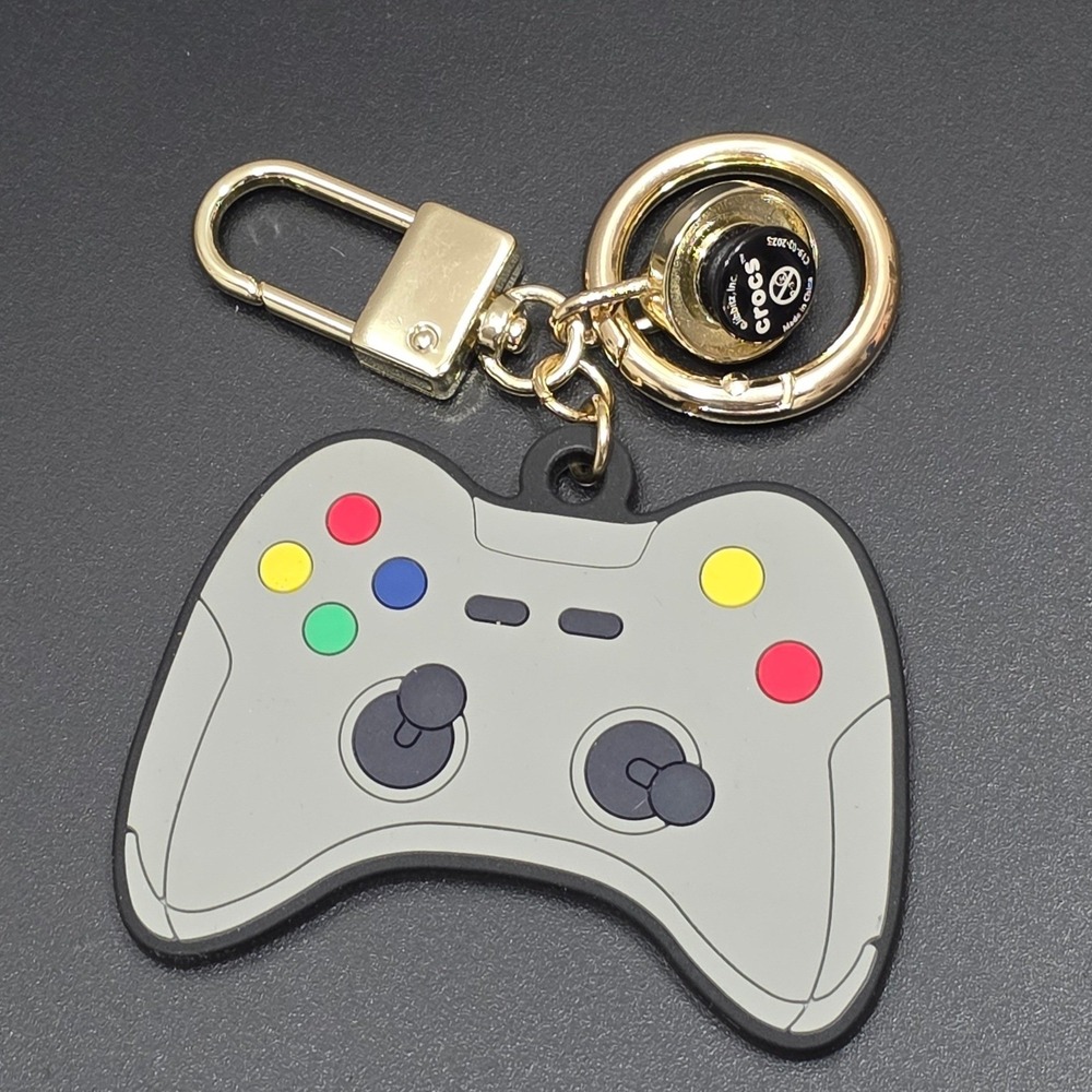 Crocs Jibbitz Video Game Controller Keychain Charm Grey Gold Gamer Retro Access